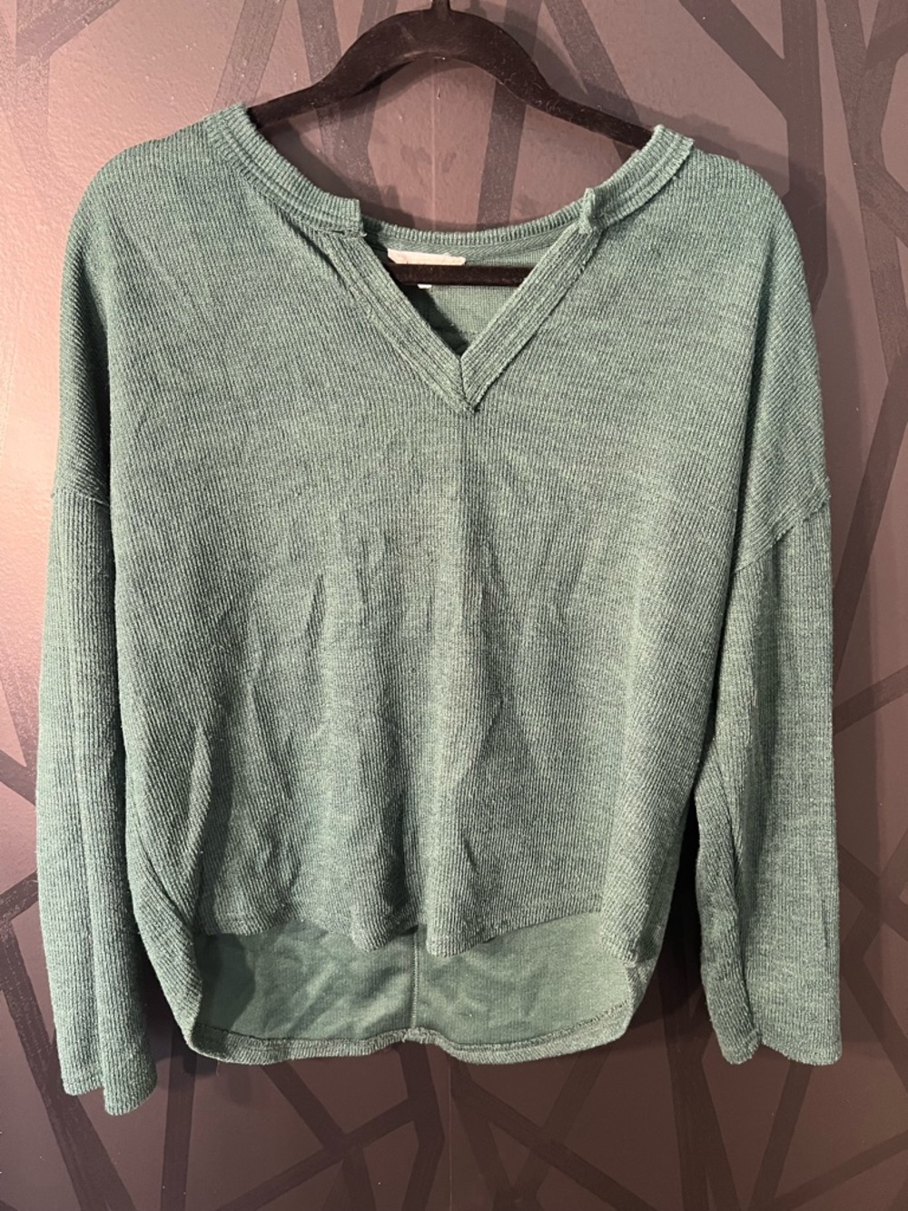 Blu Pepper Green Knit V-Neck Sweater